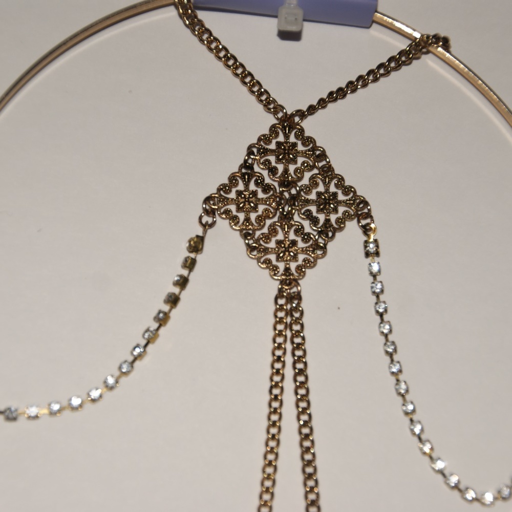 NEW Gold & Crystal Head Chain Jewelry Headband NWT - Picture 6 of 7